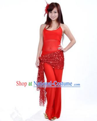 Traditional Indian Belly Dance Oriental Dance Red Costume for Women