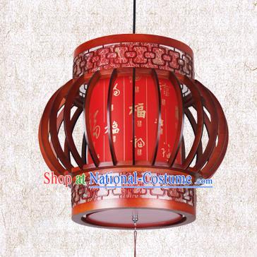 Traditional Chinese Painted Red Palace Lanterns Handmade Wood Hanging Lantern Ancient Ceiling Lamp