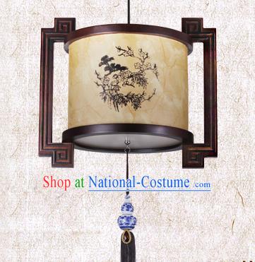 Traditional Chinese Painted Palace Lanterns Handmade Wood Hanging Lantern Ancient Ceiling Lamp