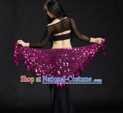 Indian Belly Dance Purple Sequin Waist Scarf Waistband India Raks Sharki Belts for Women