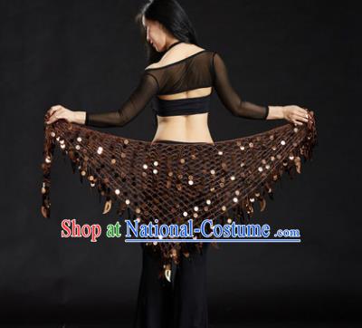 Indian Belly Dance Brown Sequin Waist Scarf Waistband India Raks Sharki Belts for Women