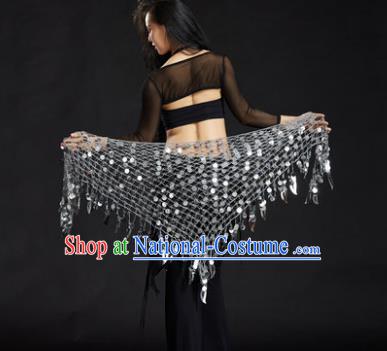 Indian Belly Dance White Sequin Waist Scarf Waistband India Raks Sharki Belts for Women