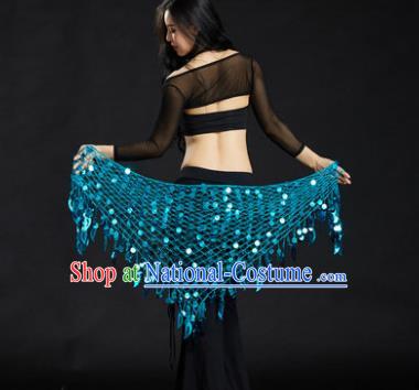 Indian Belly Dance Blue Sequin Waist Scarf Waistband India Raks Sharki Belts for Women