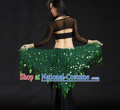 Indian Belly Dance Green Sequin Waist Scarf Waistband India Raks Sharki Belts for Women