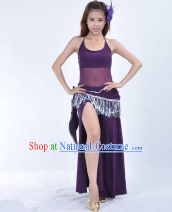 Traditional Indian National Belly Dance Purple Dress India Oriental Dance Costume for Women