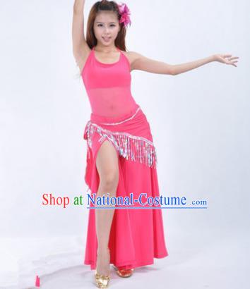 Traditional Indian National Belly Dance Rosy Dress India Oriental Dance Costume for Women