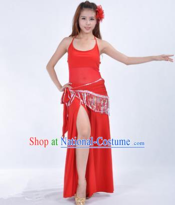 Traditional Indian National Belly Dance Red Dress India Oriental Dance Costume for Women