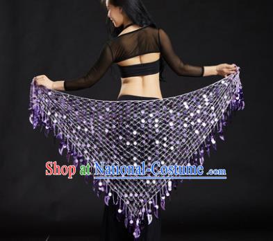 Indian Belly Dance Purple Sequin Waist Scarf Waistband India Raks Sharki Belts for Women