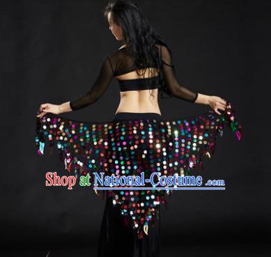 Indian Belly Dance Colorful Sequin Waist Scarf Waistband India Raks Sharki Belts for Women