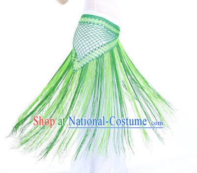 Indian Belly Dance Green Tassel Waist Scarf Waistband India Raks Sharki Belts for Women