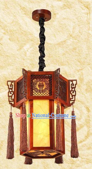 Traditional Chinese Wood Palace Lanterns Handmade Hanging Lantern Ancient Ceiling Lamp