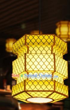 Traditional Chinese Yellow Parchment Palace Lanterns Handmade Hanging Lantern Ancient Ceiling Lamp