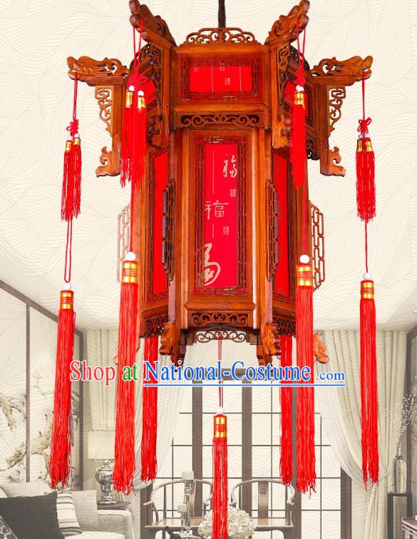 Traditional Chinese Red Palace Lanterns Handmade Wood Hanging Lantern Ancient Ceiling Lamp