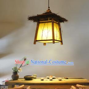 Traditional Chinese Straw Braid Palace Lanterns Handmade Hanging Lantern Ancient Ceiling Lamp