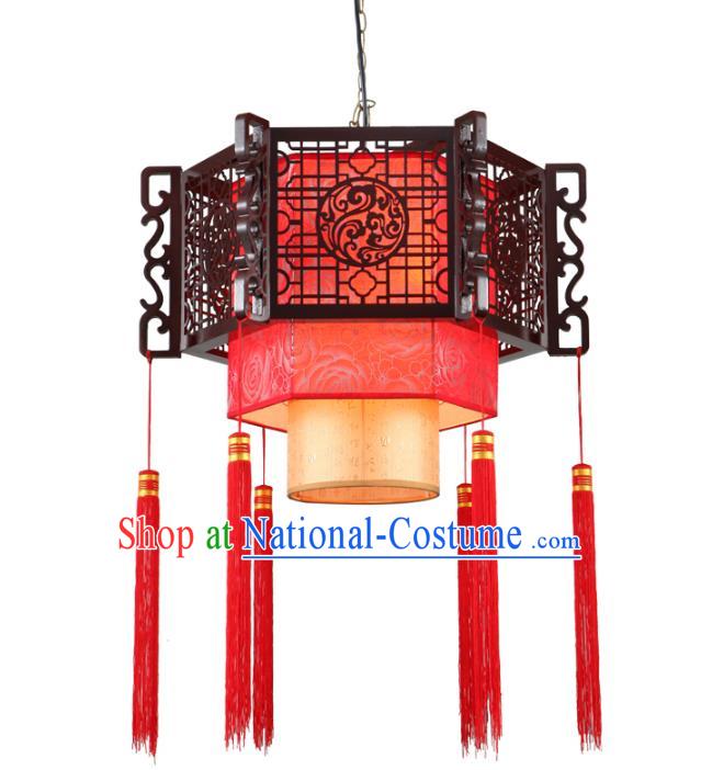 Traditional Chinese Wood Carving Hanging Palace Lanterns Handmade Wedding Lantern Ancient Ceiling Lamp