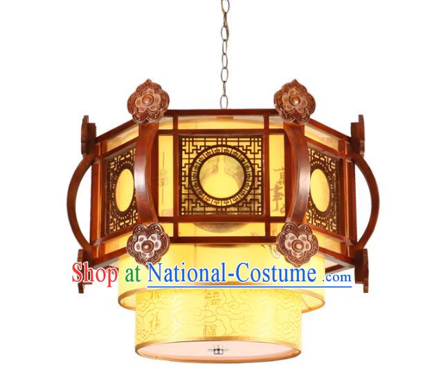 Traditional Chinese Parchment Hanging Palace Lanterns Handmade Wood Lantern Ancient Ceiling Lamp