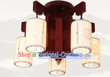 Traditional Chinese Five-lights Ceiling Palace Lanterns Handmade Ceramics Lantern Ancient Lamp