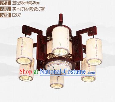 Traditional Chinese Six-lights Ceiling Palace Lanterns Handmade Ceramics Lantern Ancient Lamp