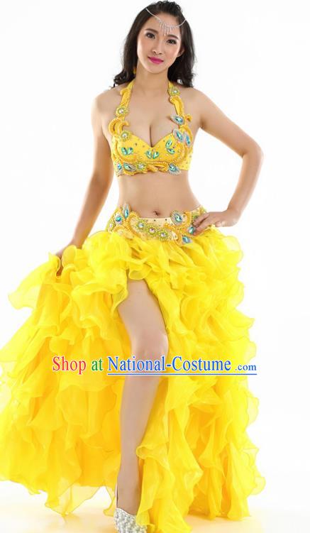 Indian National Belly Dance Yellow Dress India Bollywood Oriental Dance Costume for Women