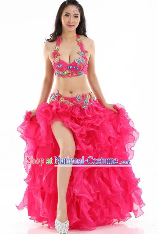 Indian National Belly Dance Rosy Dress India Bollywood Oriental Dance Costume for Women