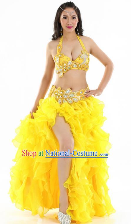 Indian National Belly Dance Yellow Sexy Dress India Bollywood Oriental Dance Costume for Women