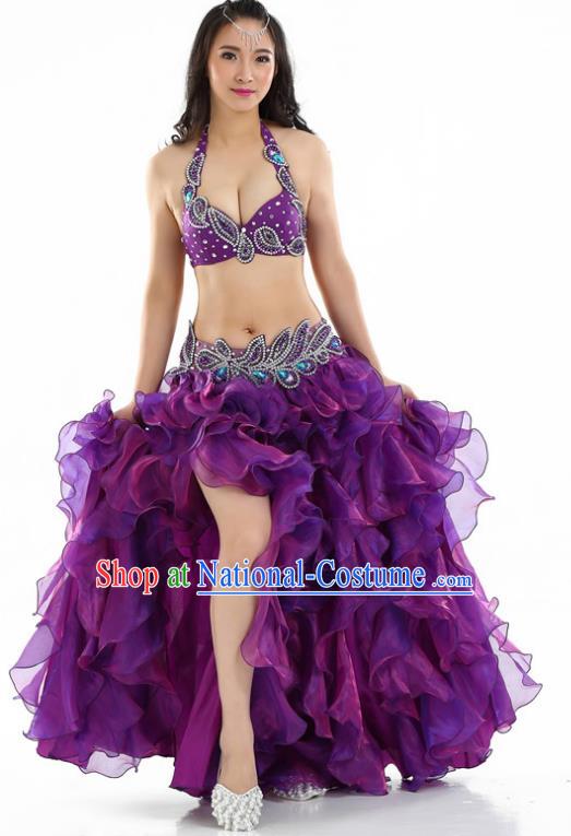 Indian National Belly Dance Purple Sexy Dress India Bollywood Oriental Dance Costume for Women