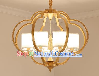 Traditional Chinese Gold-framed Ceiling Palace Lanterns Handmade Eight-Lights Lantern Ancient Lamp