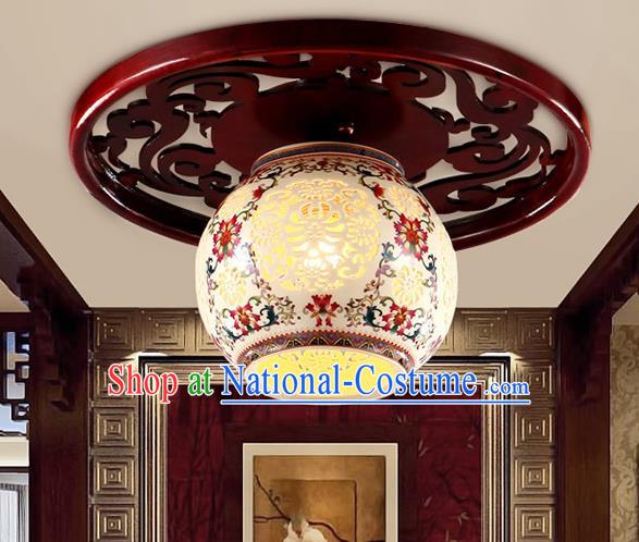 Traditional Chinese Ceiling Palace Lanterns Handmade Pierced Porcelain Lantern Ancient Lamp