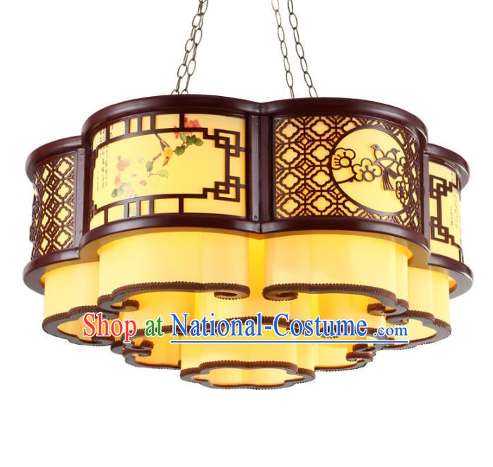 Traditional Chinese Auspicious Clouds Palace Lanterns Handmade Wood Hanging Lantern Ancient Ceiling Lamp