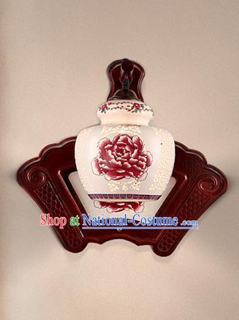 Traditional Chinese Palace Lanterns Handmade Printing Peony Porcelain Wall Lantern Ancient Lamp