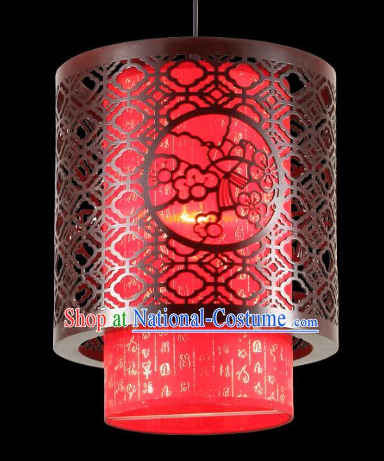 Traditional Chinese Palace Red Hanging Lanterns Handmade Wood Carving Lantern Ancient Ceiling Lamp