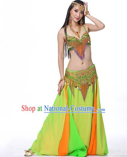 Indian National Belly Dance Clothing India Oriental Dance Sexy Light Green Dress for Women