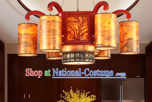 Traditional Chinese Palace Hanging Lanterns Handmade Orchid Lantern Ancient Ceiling Lamp