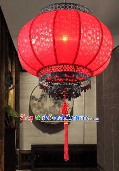 Traditional Chinese New Year Red Palace Hanging Lanterns Handmade Lantern Ancient Ceiling Lamp