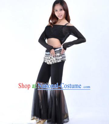 Indian National Belly Dance Black Uniform Bollywood Oriental Dance Costume for Women