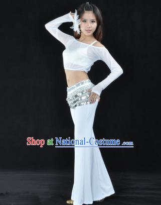 Indian National Belly Dance White Uniform Bollywood Oriental Dance Costume for Women