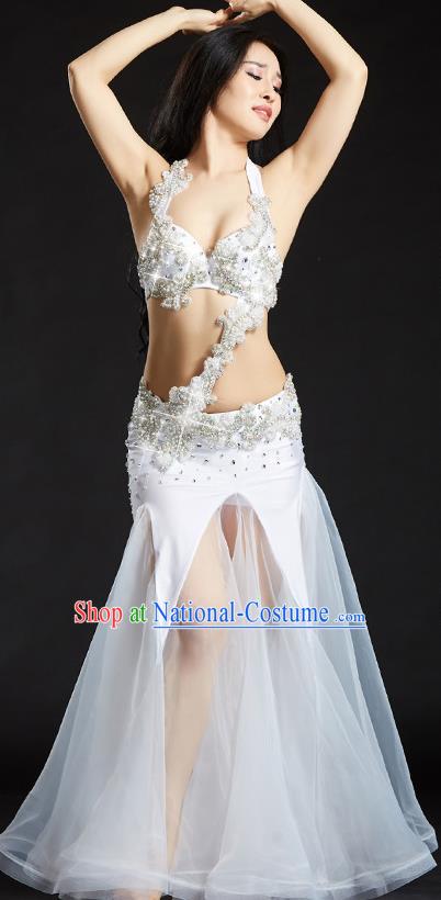 Traditional Indian National Belly Dance White Veil Dress India Bollywood Oriental Dance Costume for Women