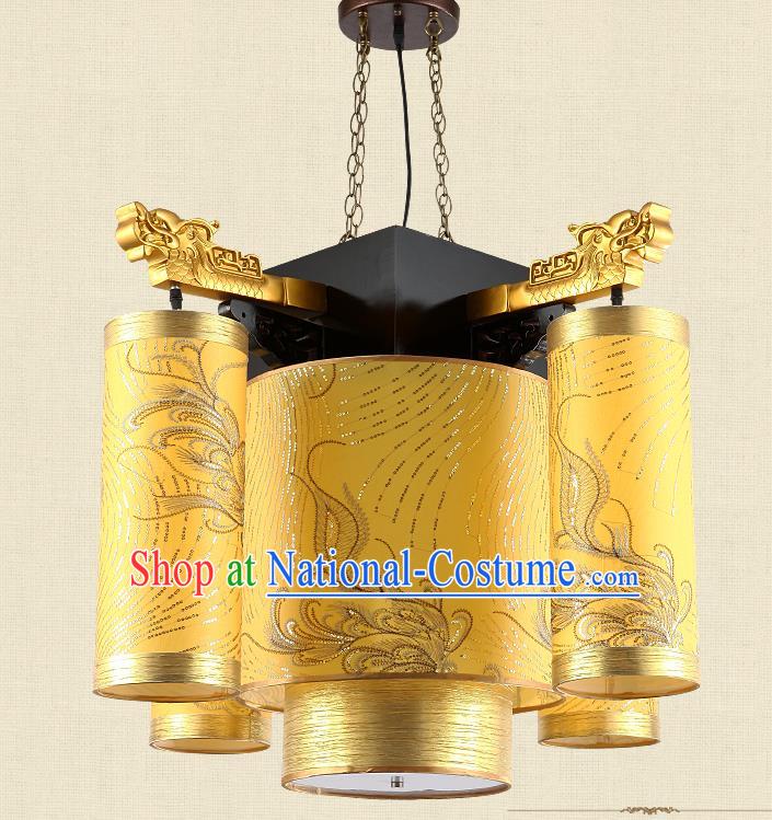 Traditional Chinese Ceiling Palace Lanterns Handmade Golden Lantern Ancient Hanging Lamp