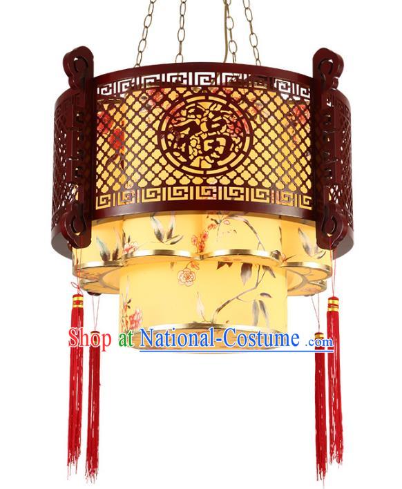 Traditional Chinese Ceiling Palace Lanterns Handmade Wood Painted Lantern Ancient Hanging Lamp