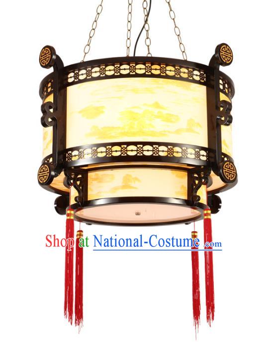 Traditional Chinese Ceiling Palace Lanterns Handmade Wood Painted Hanging Lantern Ancient Lamp