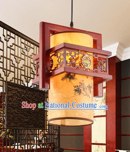 Traditional Chinese Printing Ceiling Palace Lanterns Handmade Wood Hanging Lantern Ancient Lamp