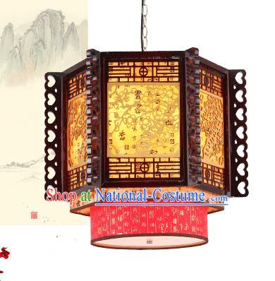 Traditional Chinese Wood Carving Wintersweet Ceiling Palace Lanterns Handmade Lantern Ancient Lamp