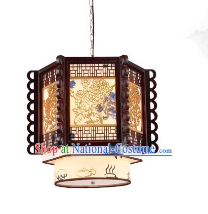 Traditional Chinese Wood Carving Chrysanthemum Ceiling Palace Lanterns Handmade Lantern Ancient Lamp