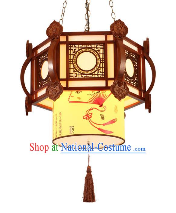 Traditional Chinese Ceiling Wood Palace Lanterns Handmade Wood Carving Lantern Ancient Lamp