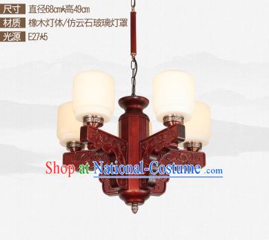 Traditional Chinese Five-lights Ceiling Palace Lanterns Handmade Wood Carving Lantern Ancient Lamp