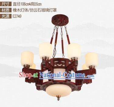 Traditional Chinese Nine-lights Ceiling Palace Lanterns Handmade Wood Carving Lantern Ancient Lamp