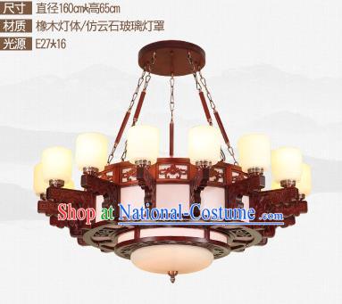 Traditional Chinese Sixteen-lights Ceiling Palace Lanterns Handmade Wood Carving Lantern Ancient Lamp