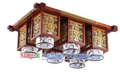 Traditional Chinese Wood Carving Hanging Ceiling Palace Lanterns Handmade Six-pieces Lantern Ancient Lamp