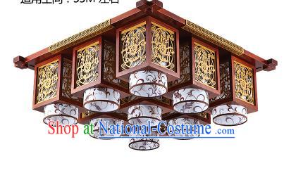 Traditional Chinese Wood Carving Hanging Ceiling Palace Lanterns Handmade Nine-pieces Lantern Ancient Lamp