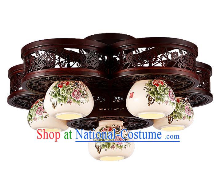 Traditional Chinese Porcelain Ceiling Palace Lanterns Handmade Six-pieces Lantern Ancient Lamp